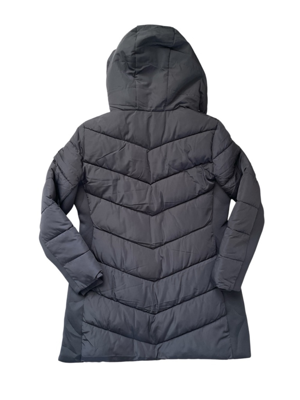 Andrew Marc Hooded Puffer Coat Faux Fur Trim Navy Blue Size M - Picture 4 of 6
